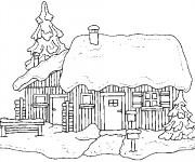 Coloriage et dessins gratuit Chalet Noël à imprimer