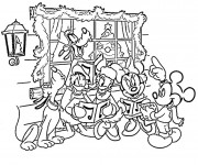 Coloriage Les Personnages de Disney célèbrent le Noel