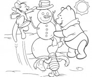 Coloriage et dessins gratuit Winnie et le bonhomme de neige à imprimer