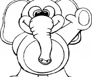 Coloriage Éléphant drôle te salue