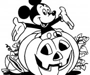 Coloriage Mickey Mouse dans La Citrouille d'Halloween