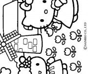 Coloriage et dessins gratuit Hello Kitty à La Campagne à imprimer