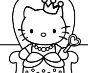 Coloriage et dessins gratuit Hello Kitty dessin animé en français à imprimer