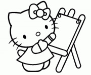 Coloriage et dessins gratuit Hello Kitty dessine maternelle à imprimer