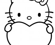 Coloriage Hello Kitty porte un coeur