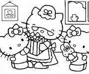 Coloriage Hello Kitty en famille