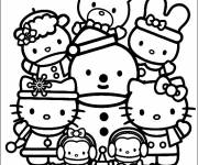 Coloriage Hello Kitty et la grande famille
