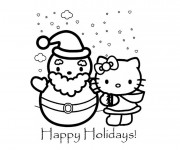 Coloriage et dessins gratuit Hello Kitty et La Vacance de Noel à imprimer