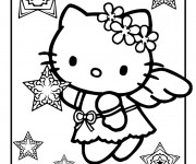 Coloriage Hello Kitty et Les Étoiles de  Noel