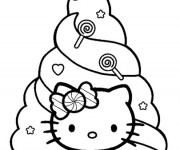 Coloriage Hello Kitty et Sapin pour enfant
