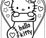 Coloriage et dessins gratuit Hello Kitty mignonne pour Noel à imprimer