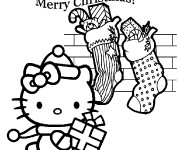 Coloriage et dessins gratuit Hello Kitty Noel dessin animé à imprimer
