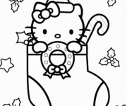 Coloriage et dessins gratuit Hello Kitty Noel en Hiver à imprimer