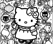 Coloriage et dessins gratuit Hello Kitty Noel maternelle à imprimer