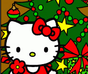 Coloriage et dessins gratuit Hello Kitty Noel multicolore à télécharger à imprimer