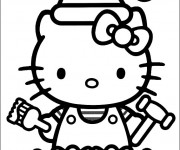 Coloriage et dessins gratuit Hello Kitty porte Le Bonnet de Noel à imprimer