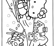 Coloriage Hello Kitty s'amuse avec La Neige