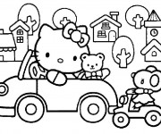 Coloriage et dessins gratuit Hello Kitty conduit sa voiture à imprimer