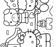 Coloriage et dessins gratuit Hello Kitty et le château de sable à imprimer