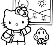 Coloriage et dessins gratuit Hello Kitty Plage en Été à imprimer