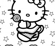 Coloriage et dessins gratuit Hello Kitty Plage vecteur à imprimer