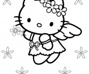 Coloriage Hello Kitty Ange en vol