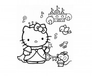 Coloriage Hello Kitty Princesse et les Animaux