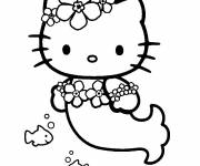 Coloriage et dessins gratuit Hello Kitty en petite sirène à imprimer