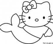 Coloriage et dessins gratuit Hello Kitty Sirène facile à imprimer