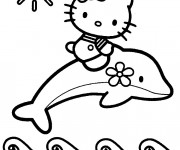 Coloriage et dessins gratuit Hello Kitty Sirène sous le soleil à imprimer