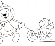 Coloriage et dessins gratuit Animaux d'Hiver dessin animé à imprimer