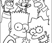 Coloriage Bart Simpson en Famille à découper