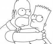 Coloriage et dessins gratuit Homer et Bart Simpson à imprimer