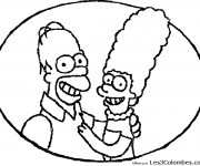 Coloriage Homer et sa femme Marge Simpson