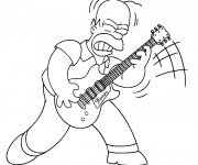 Coloriage Homer joue au guitar