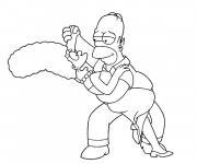 Coloriage Homer Simpson  danse avec sa femme