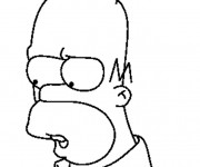 Coloriage Homer Simpson et son regard stupide
