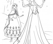 Coloriage Elsa et Anna sous La Neige