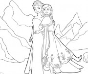 Coloriage Elsa et Sa soeur dans La Montagne