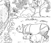 Coloriage et dessins gratuit clôture de Zoo à imprimer