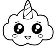 Coloriage et dessins gratuit Une nuage licorne kawaii à imprimer
