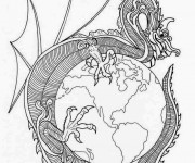 Coloriage et dessins gratuit Mandala Dragon chinois à imprimer