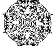 Coloriage Mandala Tigre vecteur
