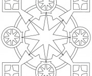 Coloriage Mandala carreaux et cercles  En Ligne