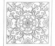 Coloriage et dessins gratuit Mandala Fleurs Destressant en noir à imprimer