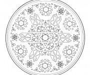 Coloriage Mandala Flocon de Neige en Blanc