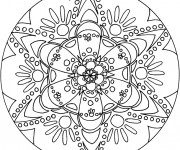 Coloriage Mandala Flocon décoré en noir