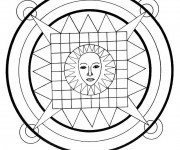 Coloriage et dessins gratuit Mandala Soleil facile à imprimer