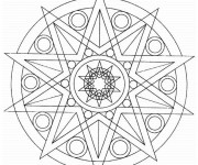Coloriage et dessins gratuit Mandala Soleil Géométrique à imprimer