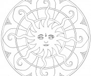 Coloriage et dessins gratuit Mandala Soleil personnalisé à imprimer